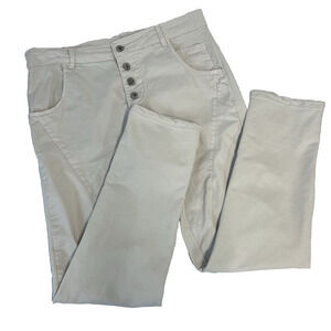 J. Jill Tan Denim Pebble Pants Jeans sz 2 Authentic Fit Cropped Stretch Casual